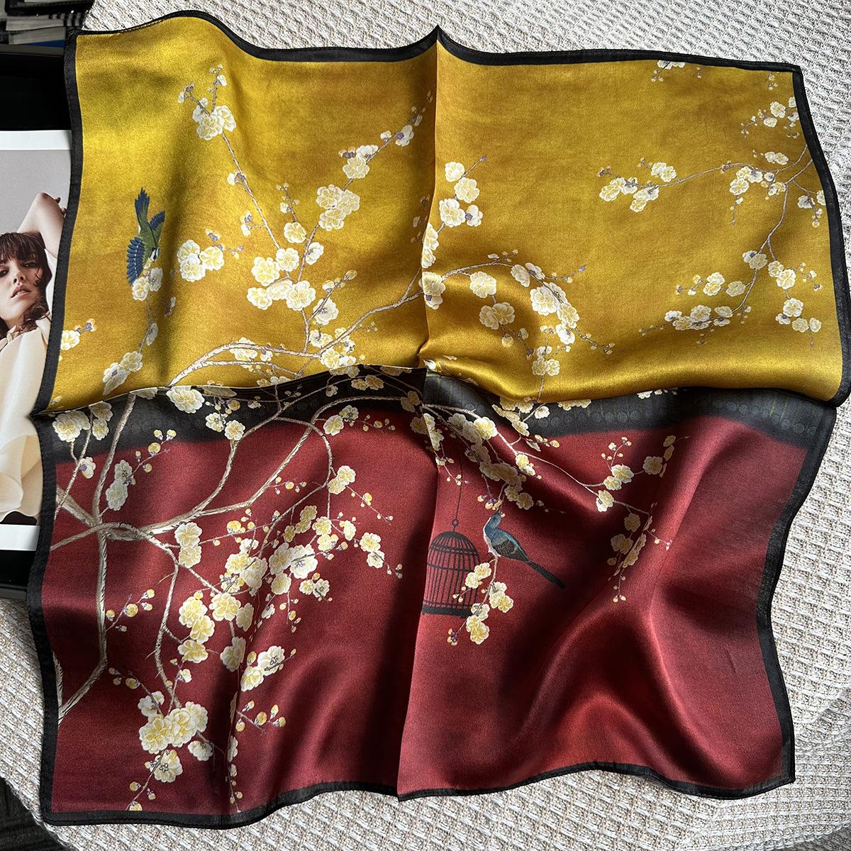 Silk silk scarf 53cm small square scarf high-end gift 100% mulberry silk silk scarf spring and autumn fashion scarf scarf 53*53cm
