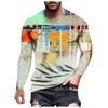 Spring and Autumn Round Neck 3D Graffiti Maker Printed Top Fashionable Casual Long Sleeved Men's T-shirts