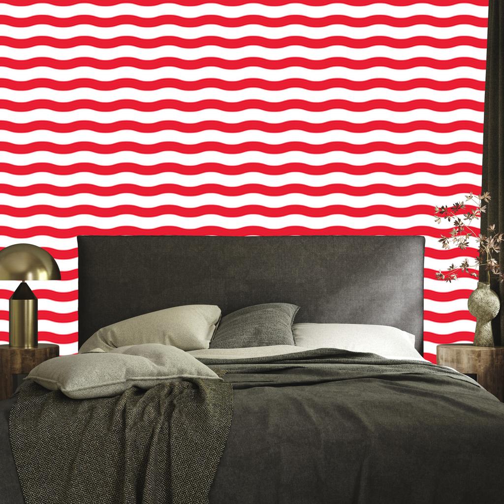 Striped Wallpaper White, Red and Coral for Living Room and Bedroom 50x1000