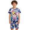 Fashion Fun Cartoon Devil Hunter Print Kids T-shirt and Shorts 2 Piece Set Summer Casual Outdoor Boy's and Girl's Outfit Set