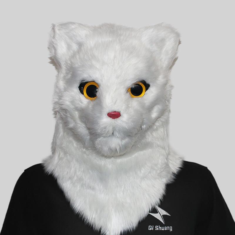 Niedliche verspielte Katzenkopfmaske mit beweglichem Kiefer für lustige festliche Feiern