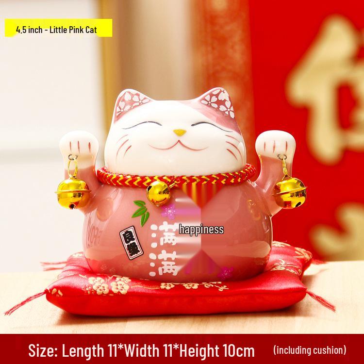 

Lucky Cat Ceramic Decor: Creative Japanese Fortune Cat Small Piggy Bank - Ideal Gift for Store Openings