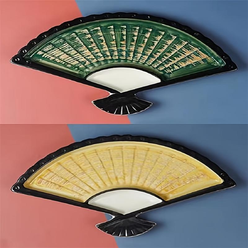 Japanese Style Ceramic Sushi Plate Fan Shaped Appetizer Sushi Dessert Serving Dish Plates Decorative Asian Artistic Dinner Lunch