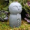 Jizo Statue Dekorativ Langlebig Harz Grau Kleiner Buddha Skulptur für Außendekoration
