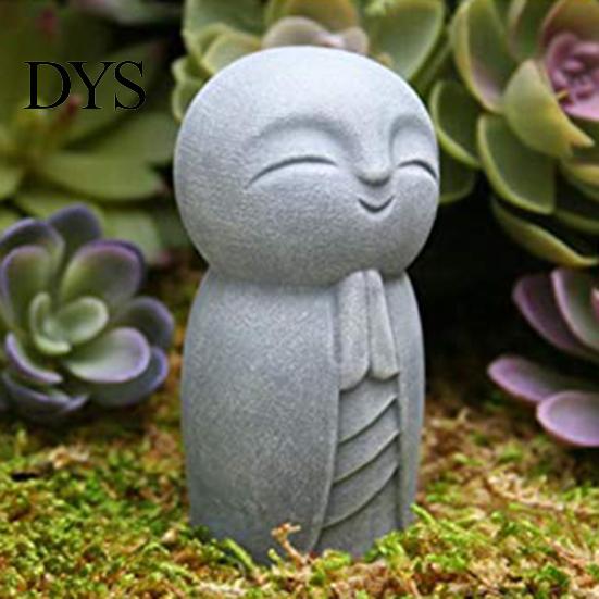 Jizo Statue Dekorativ Langlebig Harz Grau Kleiner Buddha Skulptur für Außendekoration