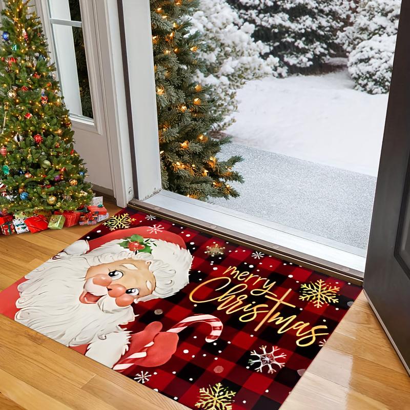 

Christmas Kitchen Mat Home Decor Santa Claus Welcome Entrance Doormat Hallway Balcony Non-slip Floor Mat Christmas Decorations 40x60cm 16x24inch