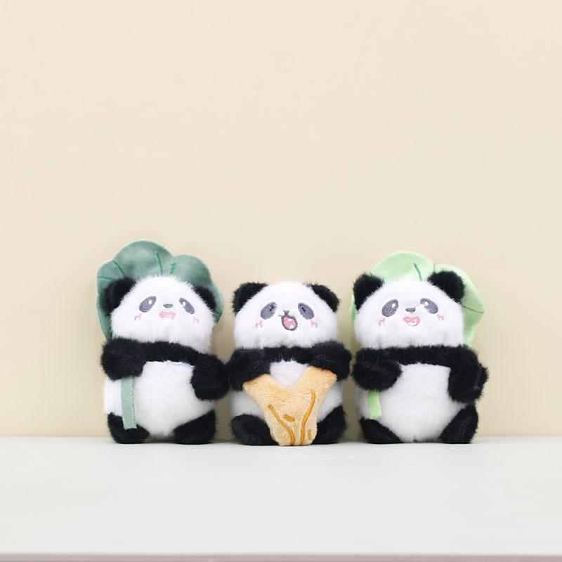 Cute Leaf Panda Plush Toy Keychain In Soft Short Fur For Kids And Collectors