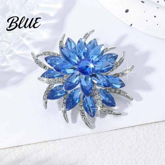 Brooch Women Flower Shape Sparkling Rhinestones Inlaid Practical Pin Glossy