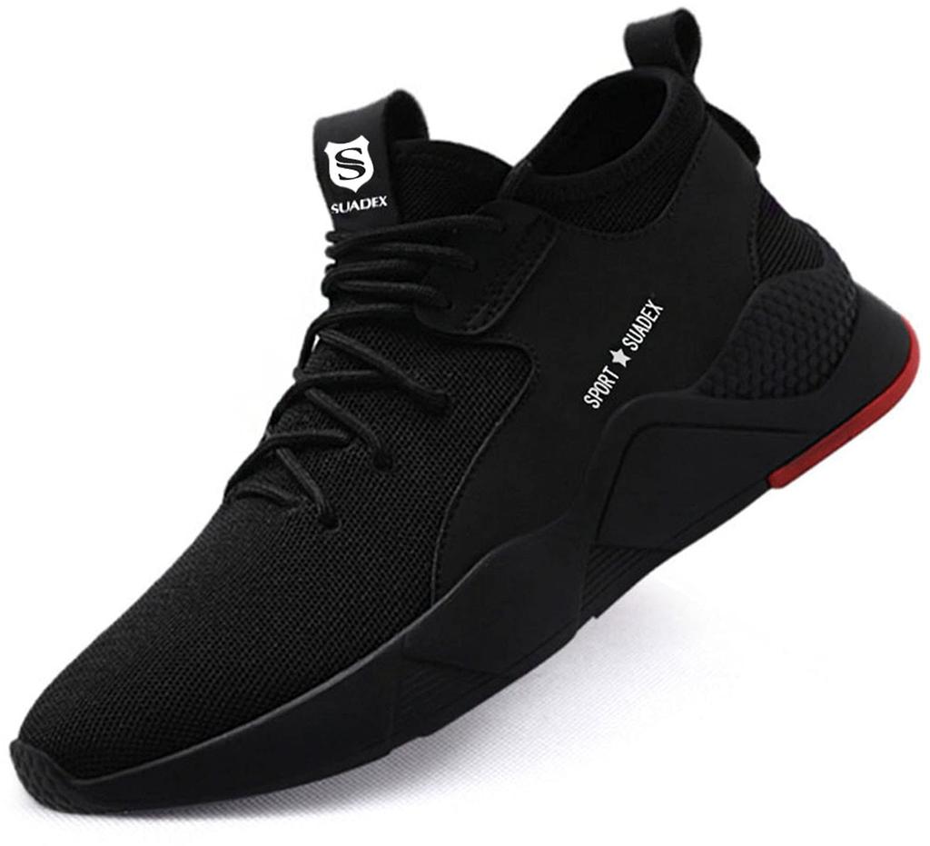 SUADEX Black Safety Work Steel Toe Suitable for Construction Outdoor Work Safety Size Shoes, Shoes, Sneakers, Cap, Breathable, Abrasion-Resistant,