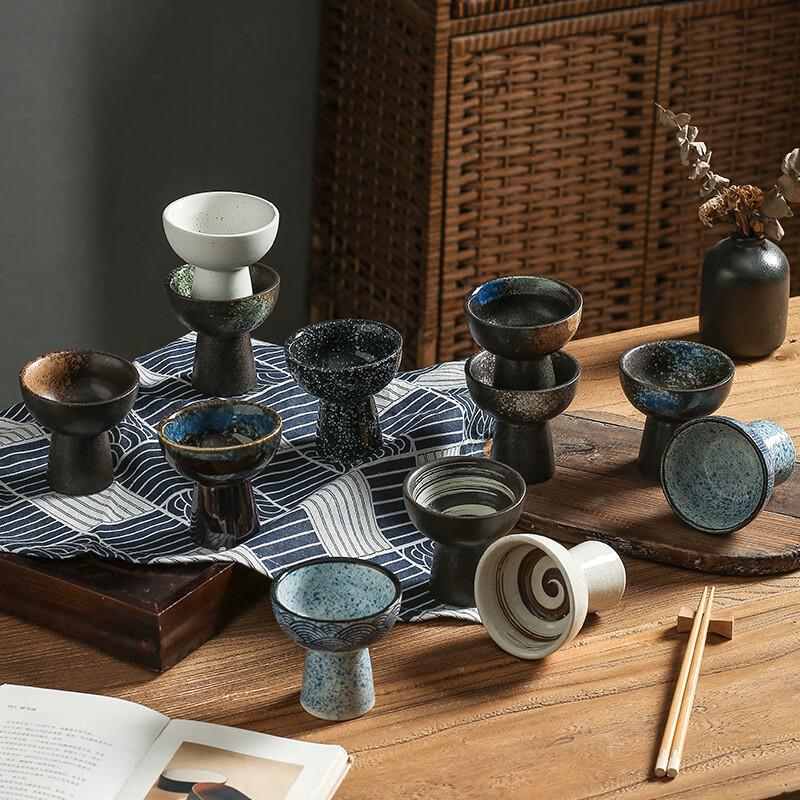 Ruhan Japanese Ceramic High-Foot Dessert & Appetizer Bowls, Set of 2