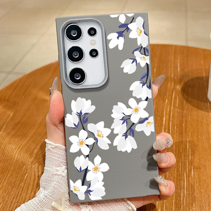 S25 Ultra Case Magnolia White Flower Cover For Samsung Galaxy S25 Ultra Capa S24 Ultra S22 Ultra S23 Plus S21 FE S20 5G Capa
