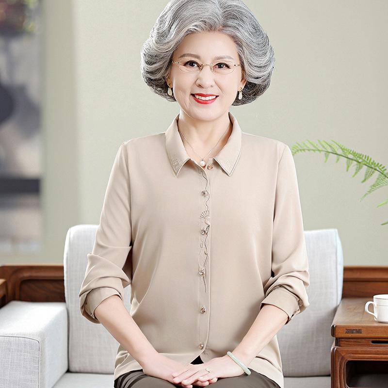 

Lightweight Summer Tops for Elderly Women: Grandma s Shirt Set for 60s & 70s+ 4XL (135-150 lbs) хаки