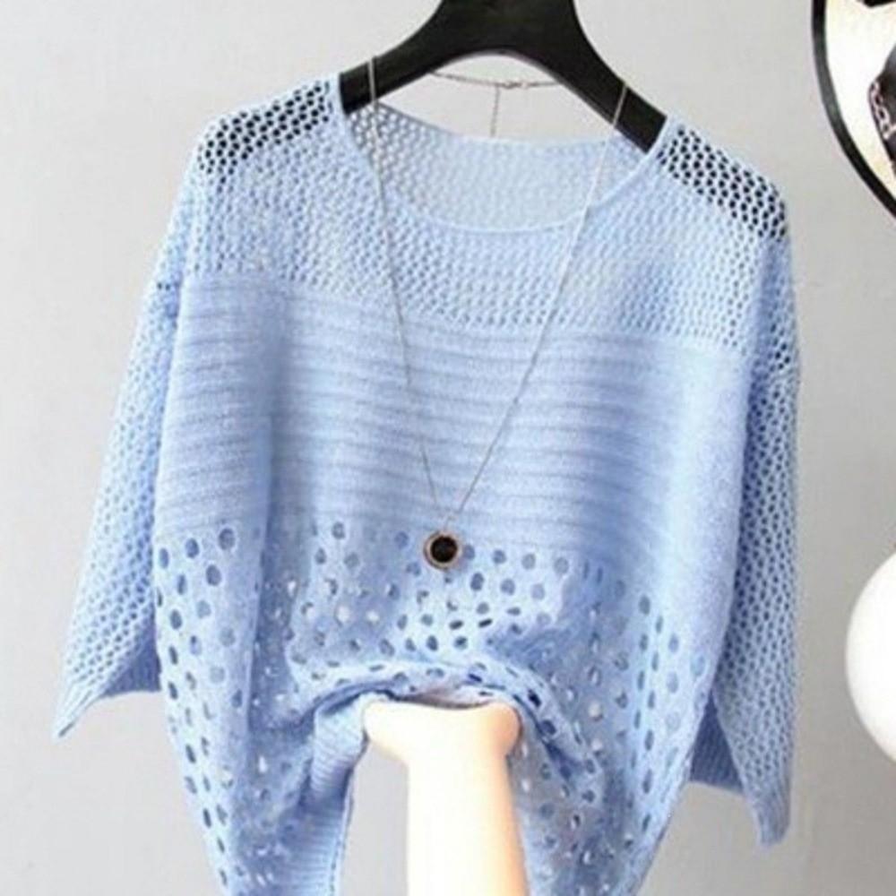 Crochet Knit Knit Sweater Round Neck Hollow Out Top Fashion Beach Cover Up  Beach Vacation