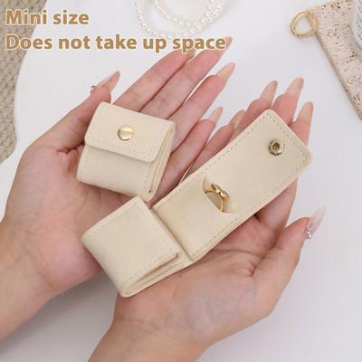 2Pcs Mini Travel Jewelry Bag Foldable Jewelry Pouch with Snap Organizer for Rings Buckle Roll-up Jewelry