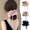 Hair Tie Double Layer Pleated Bowknot Design Hair Band Adjustable Elastic Hair Rope Soft Non-Slip Hair Accessory