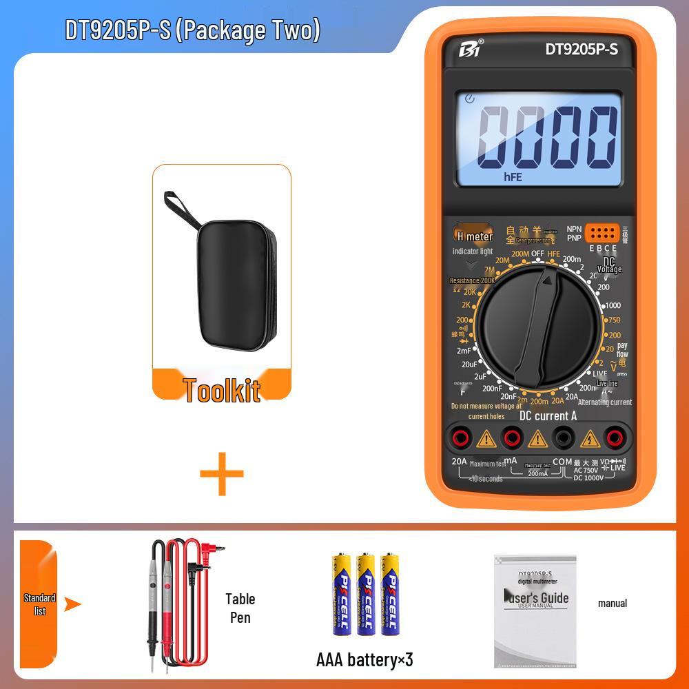 High Precision Anti-Burn Digital Multimeter Electrician's Model DT9205A/9205P-S9205PRO