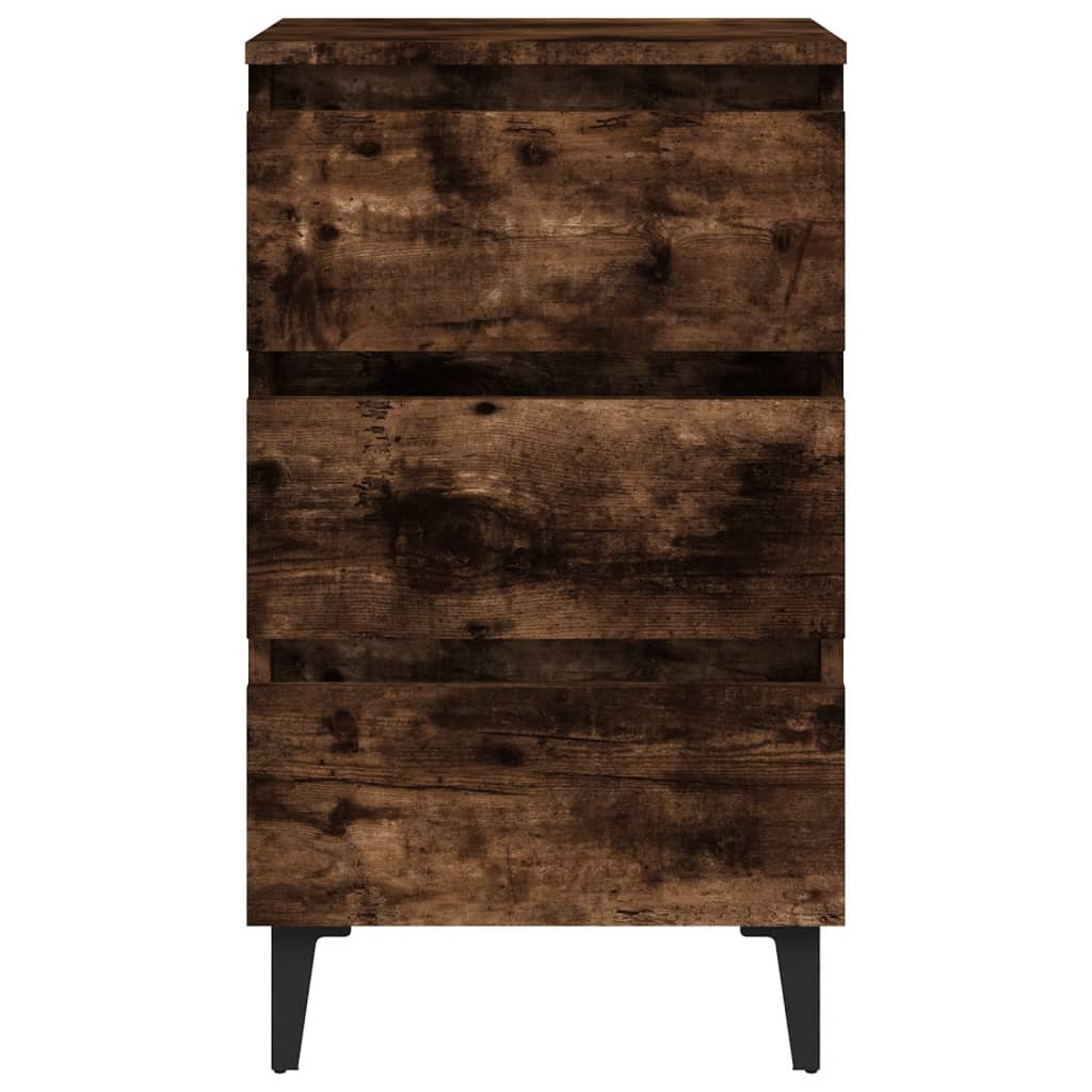 Vidaxl Szafka Nocna Z Metalowymi Nóżkami, Przydymiony Dąb, 40X35X69 Cm