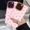 Pink Love Heart Stripe Pattern Phone Case For IPhone 17 16 15 14 13 12 11 Pro Max 15 Plus 17Air 16E Lychee Silicone Soft Cover