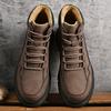 Men Gray Coffee Large Size Large Size Leather Work Boots Lace Up Rugged Utility Shoes Outdoor Walking Autumn Travel Footwear