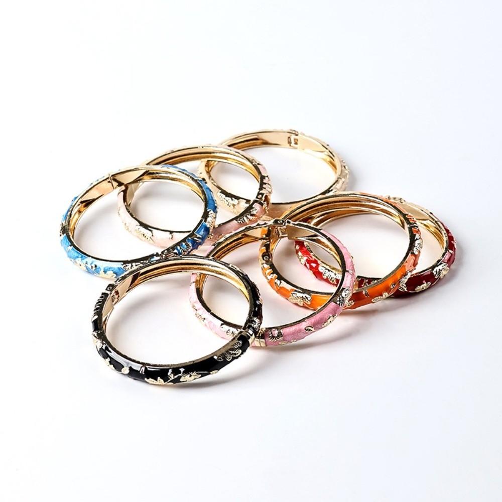 Enamel Vintage Cloisonne Bangle Traditional Women's Hand Bracelet Flower Bangle  Ladies