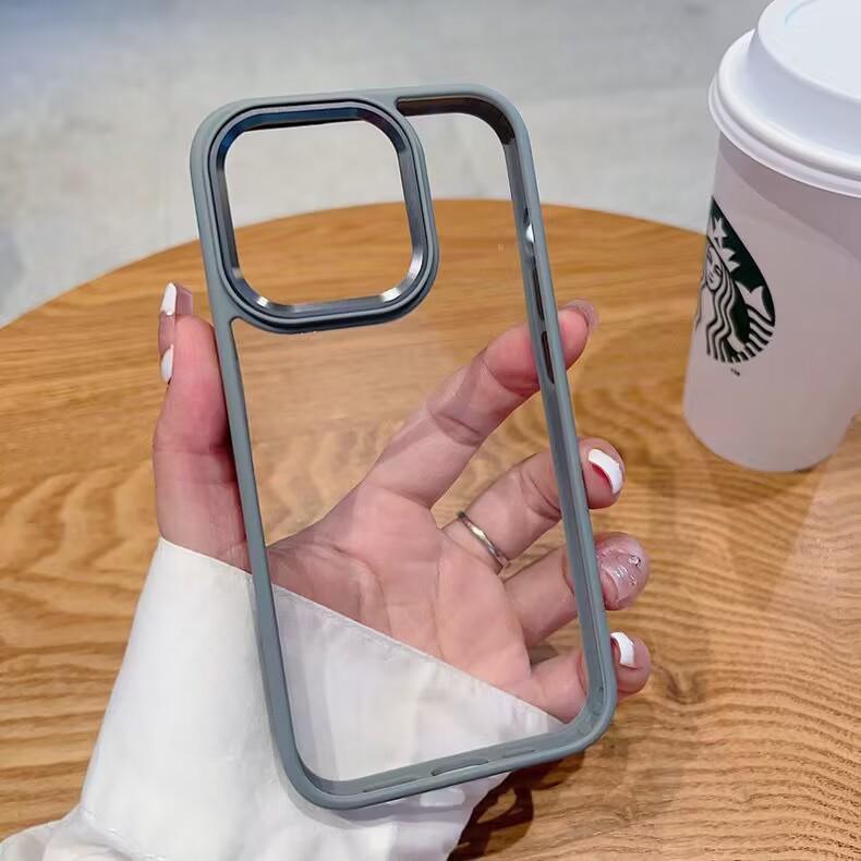 Applicable Apple iPhone 17ProMax Solid Color Case for iPhone 16, 15, 14 - Metal, Transparent, Recessed, Anti-Fall, Women's.