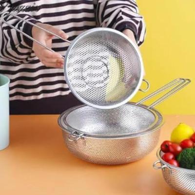 Stainless Steel Fine Mesh Filter with Single Handle Kitchen Colander Strainer Sink Drain Rack for Fruit Vegetable Pasta Noodle
