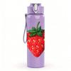 1PC Juicy Red Strawberry Fruit Print 750ml Color Plastic Sports Water Bottle Leakproof Flip Straw Lid Suitable for Sports Office Home Use