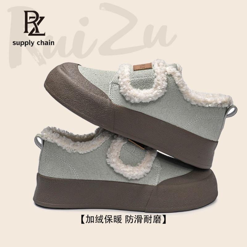 

- Fleece Velcro Boken cotton shoes women s winter new thermal board shoes retro niche Boken 38 зелёный