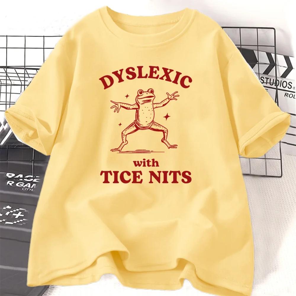T-shirt Dislessico Con Pidocchi Tice Donna Uomo Divertente Rana T-shirt Grafica Femminile T-shirt Cotone Unisex Casual Manica Corta Maglietta Vestiti