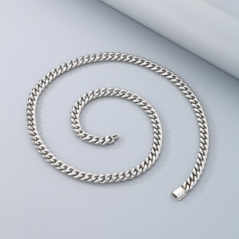 Kalen Shiny Cuban Chain Bracelet for Men Hip Hop Stainless Steel Jewelry Sets Gold Color Thick Necklace 8MM Trendy Accessories