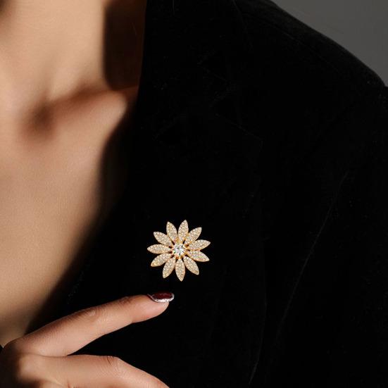 Spilla a Forma di Girasole Rotonda in Lega, Distintivo da Revers, Accessorio Versatile per Maglioni, Colletti, Cappelli, Borse, Cappotti, Sciarpe