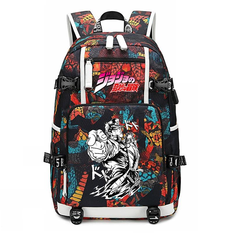 Stampa di JoJo's Bizarre Adventure Zaino Scolastico Studentesco Grande Capacità Casual Daypack per Adolescenti Bambini Scuola Viaggio