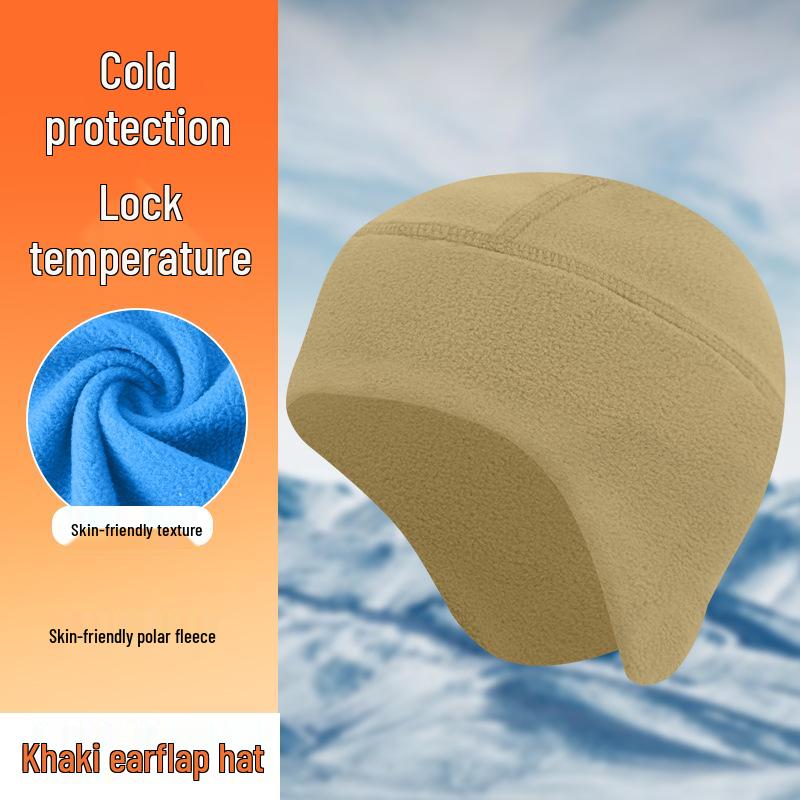 

Утепленная зимняя шапка с толстым плюшем: Европейский и американский стиль, Велоспорт на открытом воздухе, Защита ушей, Двухслойная защита от холода, Шапка для лыж и мотоцикла One Size хаки