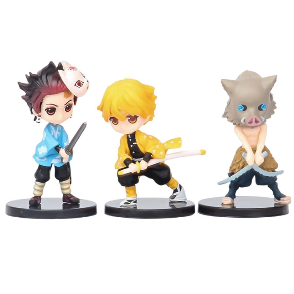 6Pcs Set Anime Demon Slayer Figure 7Cm Kamado Tanjirou Kamado Nezuko Mini Cute Edition Pvc Doll Toy Desktop Ornament Gift