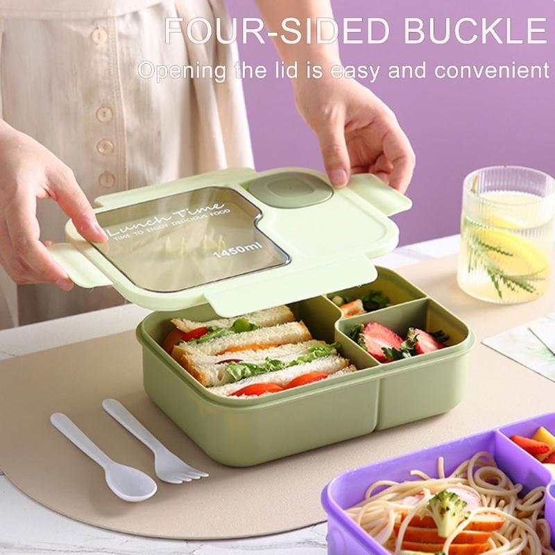Multifunctional Meal Preparation Box Leak Proof Food Storage Box with Compartments and Utensils for Work and Picnics