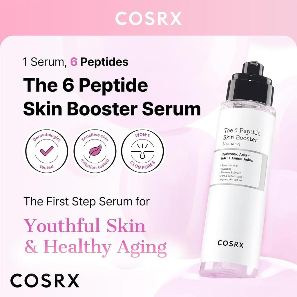 COSRX The 6 Peptide Skin Booster Serum 150ml, Firming, Nourishing, Deep Hydration, Smooth Skin, Fast Absorbing, K-Beauty, Korean Makeup