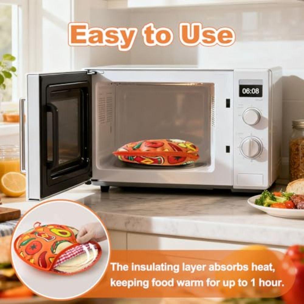Food Grade Tortilla Warmer Pouch Round Shape 12 Inch Size Insulated Bag Heat Insulation Eco-Friendly Tortilla Keeper Picnic