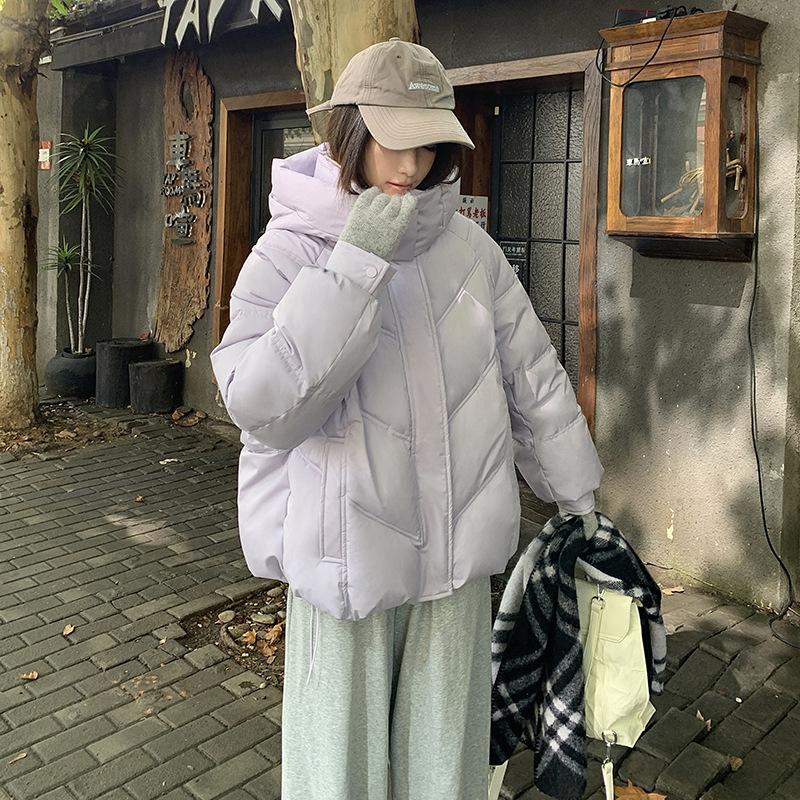 Winter 2025 new down cotton jacket hooded short cotton jacket casual plus size versatile padded jacket top