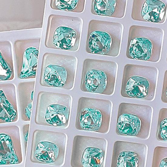 1 Pair 3D Rhinestone Nail Art Charm Light Sea Blue Geometric Faux Crystal Nail Design Jewelry DIY Crafts Nail Decoration