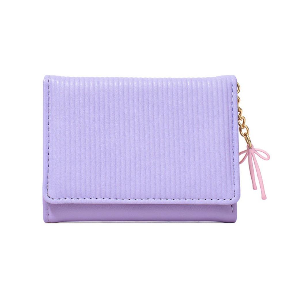 

Женский кошелек из искусственной кожи, минималистичный, с подвеской-бантом, простой женский кошелек, визитница фиолетовый