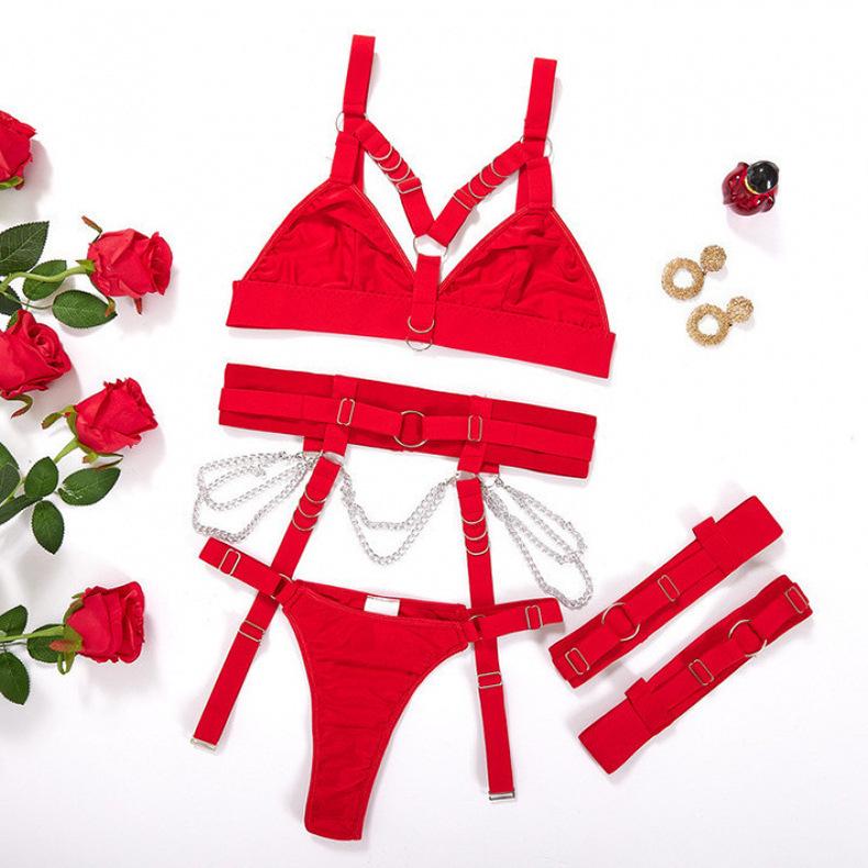 European Motorcycle Chain Garter Lingerie Set for Women