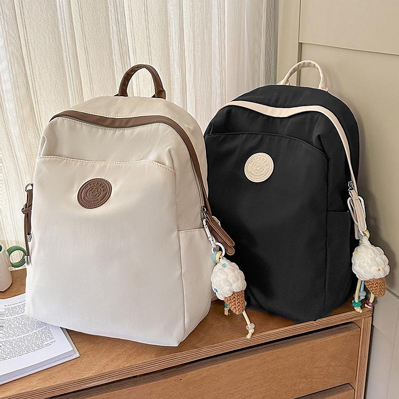 Large Capacity Lightweight Women's Backpack Student Solid Color Schoolbag