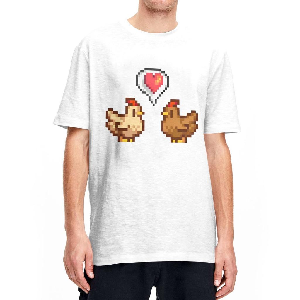 Herre T-skjorte Stardew Valley Kylling Kjærlighet T-skjorter Hip Hop Egendesignet Trykt Grafisk Strand T-skjorter Vintage Bomullstopper Pluss