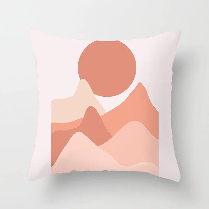 45x45cm New Geometric Abstract Flower Leaf Cushion Cover Desert Sunrise Cactus Pillow  Living Room Sofa Car Home Decoration