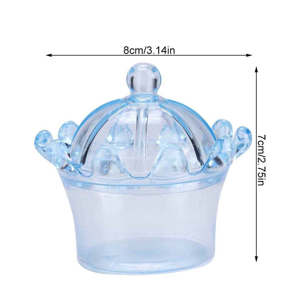 12Pcs Gift Bags Transparent Crown Plastic Box For Party Gift Chocolate Boxs;Pink: