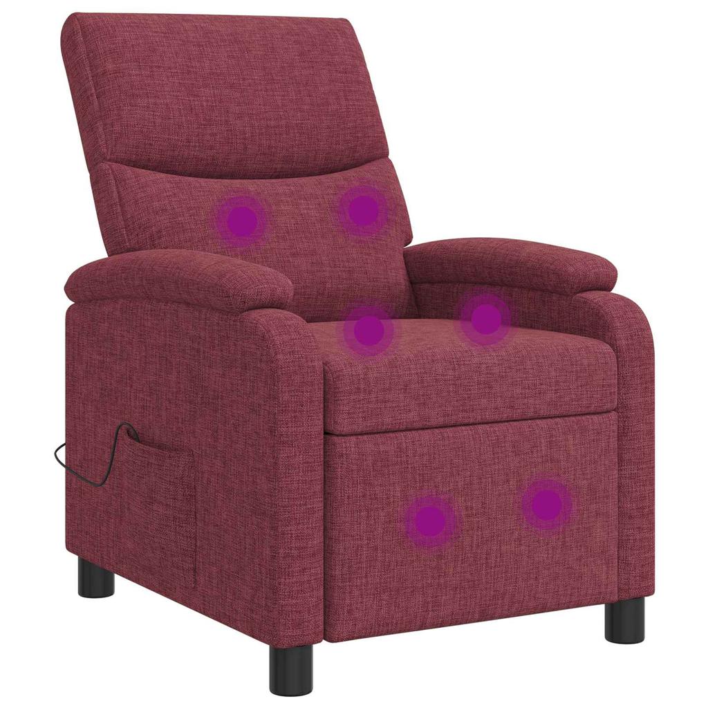 Massage Relax Chair Wine Red Fabric