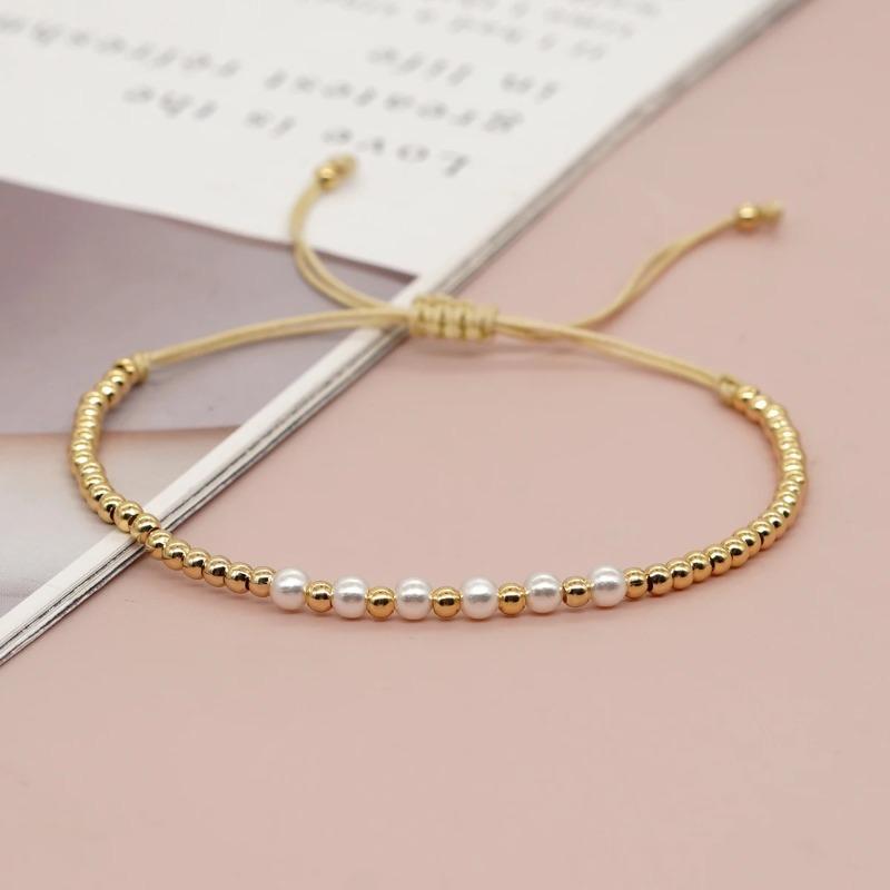 Vergoldetes Perlen-Surfer-Armband Natürliches Perlen-Charme-Armband Handgemachter Modeschmuck für den Sommer für Damen Teenager-Mädchen Geschenk