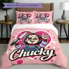 Juego de funda nórdica de 3 piezas (1 funda de edredón + 2 fundas de almohada, sin núcleo), Juego de Ropa de Cama con Estampado de La Novia de Chucky, Decoración de Dormitorio, Todas las Estaciones, Regalo de Cumpleaños