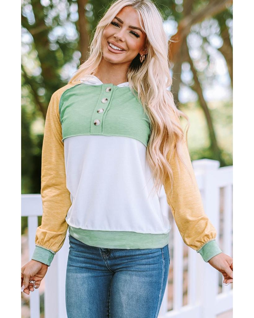 Azura Exchange Hanorac Colorblock cu Accent de Nasturi