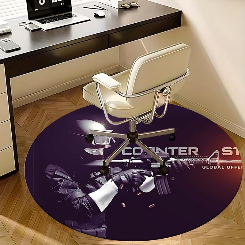 Counter Strike Global Offensive, CS GO Коврик под стул Круглый ковер Офисный ковер, Нескользящий, Подходит для декора гостиных, спален.1205303a 80cm by 80cm